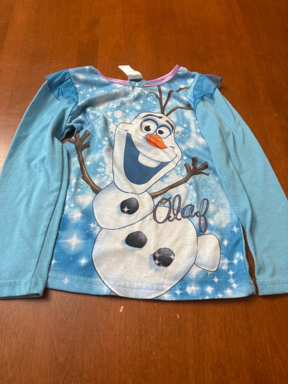 Disney Light Blue Olaf Long-Sleeve Pajama Top